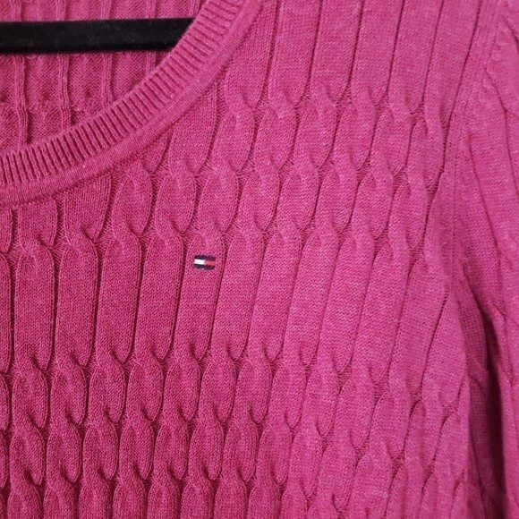 Tommy Hilfiger Women's Sweater Medium Red Cable Knit Preppy Classic Academia - Picture 3 of 7
